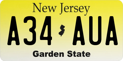 NJ license plate A34AUA