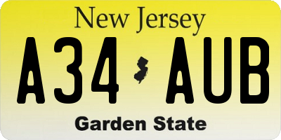NJ license plate A34AUB