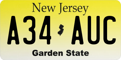 NJ license plate A34AUC