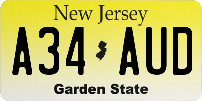 NJ license plate A34AUD
