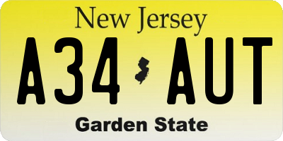 NJ license plate A34AUT