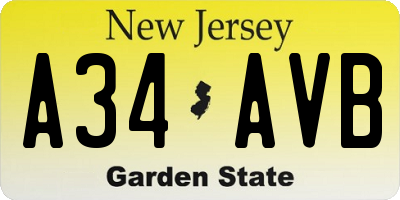 NJ license plate A34AVB