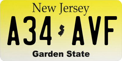 NJ license plate A34AVF