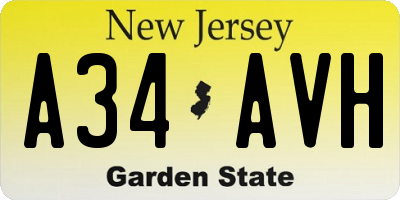 NJ license plate A34AVH