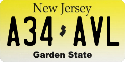 NJ license plate A34AVL