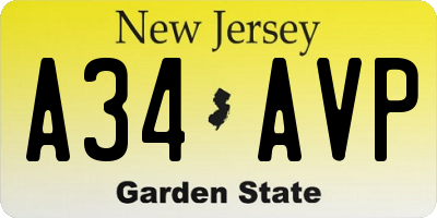 NJ license plate A34AVP