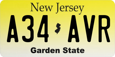 NJ license plate A34AVR