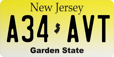 NJ license plate A34AVT
