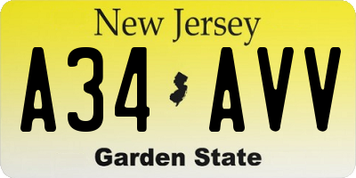 NJ license plate A34AVV