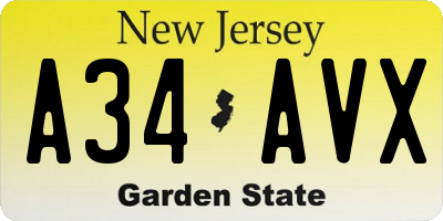 NJ license plate A34AVX