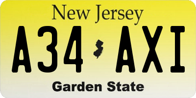 NJ license plate A34AXI