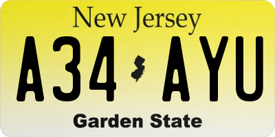 NJ license plate A34AYU