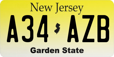 NJ license plate A34AZB