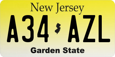 NJ license plate A34AZL