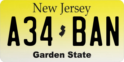NJ license plate A34BAN