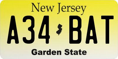 NJ license plate A34BAT