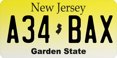 NJ license plate A34BAX