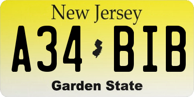 NJ license plate A34BIB