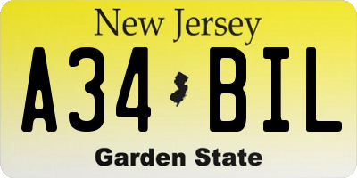 NJ license plate A34BIL