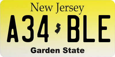 NJ license plate A34BLE