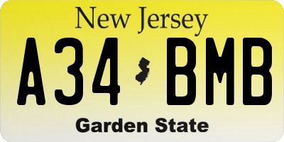 NJ license plate A34BMB