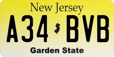 NJ license plate A34BVB