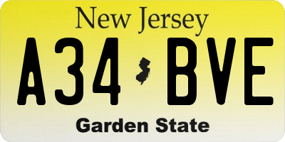 NJ license plate A34BVE