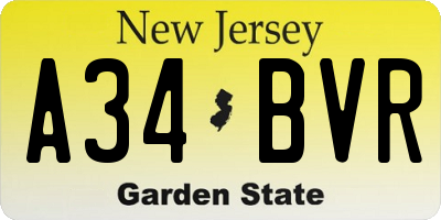 NJ license plate A34BVR
