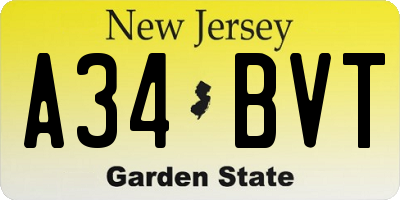 NJ license plate A34BVT