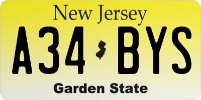 NJ license plate A34BYS