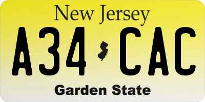 NJ license plate A34CAC