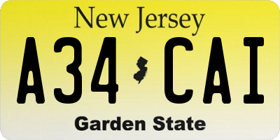 NJ license plate A34CAI