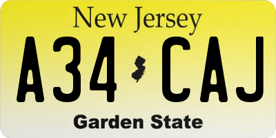 NJ license plate A34CAJ