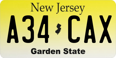 NJ license plate A34CAX