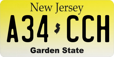 NJ license plate A34CCH