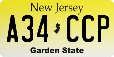 NJ license plate A34CCP