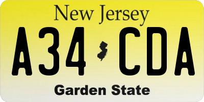 NJ license plate A34CDA