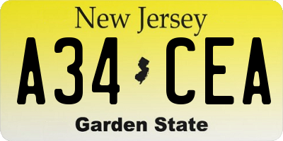 NJ license plate A34CEA