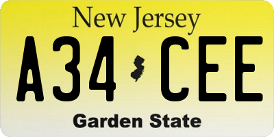 NJ license plate A34CEE