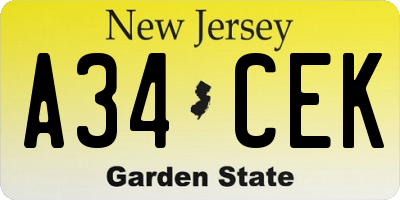 NJ license plate A34CEK