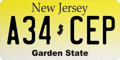 NJ license plate A34CEP