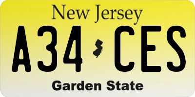 NJ license plate A34CES