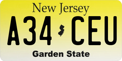NJ license plate A34CEU