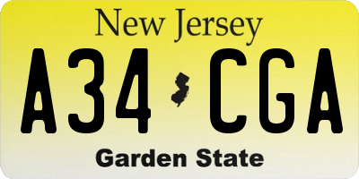 NJ license plate A34CGA