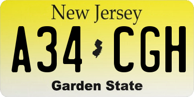NJ license plate A34CGH