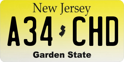 NJ license plate A34CHD