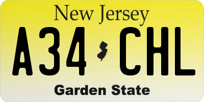 NJ license plate A34CHL