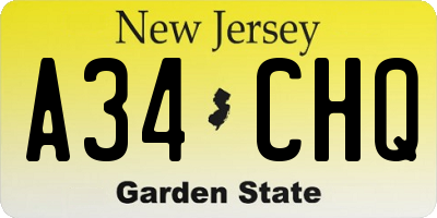 NJ license plate A34CHQ