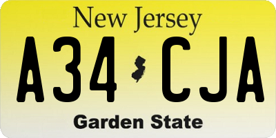 NJ license plate A34CJA