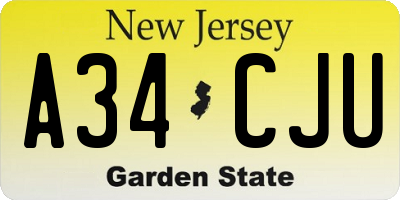 NJ license plate A34CJU